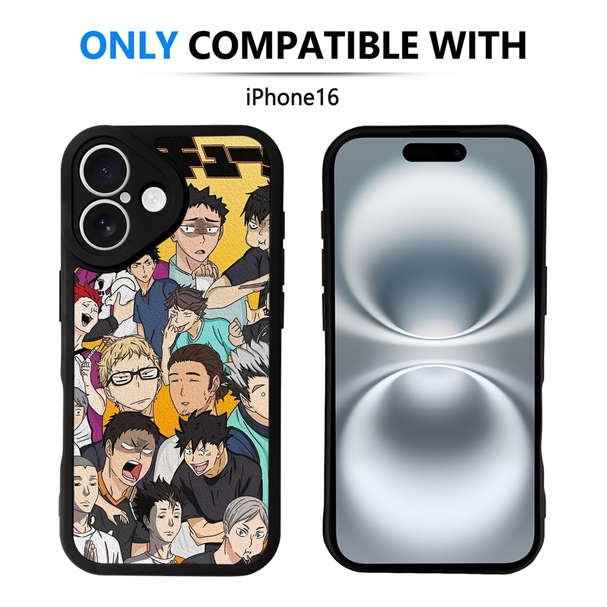 （画像用） ハイキュー!! Haikyu!! 【iPhone 16シリーズ対応】シリコンスマホケース（レザー調） 材質：シリコン